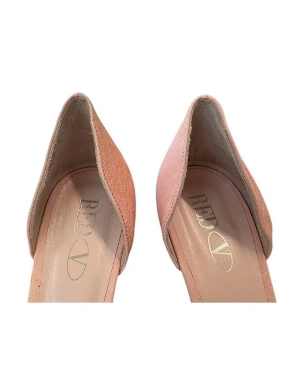 Red‎ Valentino Pink Leather Bow DOrsay Kitten Heel Pumps Size 38.5